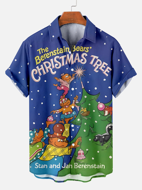 Men's Christmas Cartoon Funny Graphic Short Sleeve Hawaiian Shirt